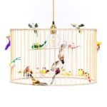 Large birdcage chandelier pendant light woodland nursery kids room playroom nature inspire pendant light birdcage bird woodland nursery