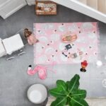 PINK SWAN GIRLS KID ROOM CARPET PLAY RUG MAT