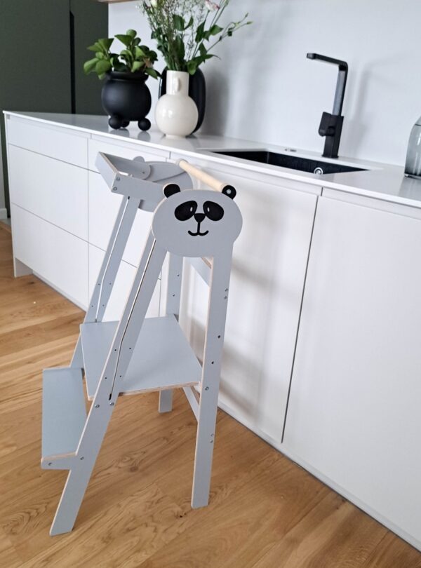 ADjustable height folding learning tower foldable helper tower toddler step stool kitchen tower toddler kichen helper stool panda