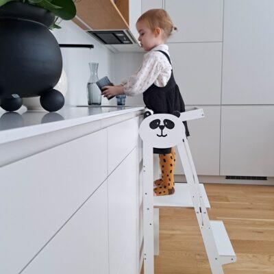 ADjustable height folding learning tower foldable helper tower toddler step stool kitchen tower toddler kichen helper stool panda